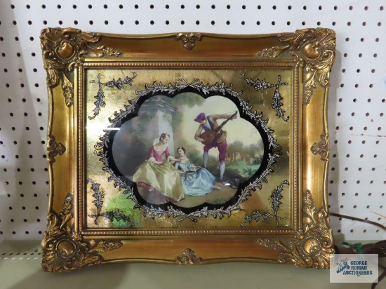 French Provincial mirrored wall hanging with gold frame
