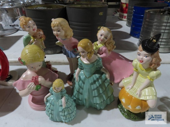 Variety of ceramic figurines including Holland Mold