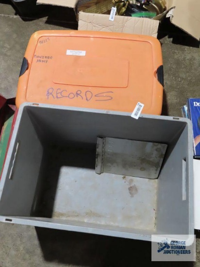 Heavy duty gray handled tote and tote with orange lid