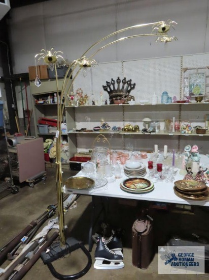 Brass overhanging floor lamp
