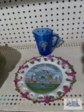 1964-19665 New York World's Fair plate and Shirley Temple creamer