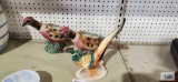 Three ceramic bird figurine planters
