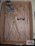 Variety of costume jewelry necklaces and fashion earrings