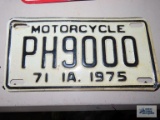 1975 71 IA. motorcycle license plate