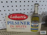 Labatt's pilsner in splits advertising cardboard sign