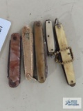 Five vintage pocket knives. All need to be cleaned.