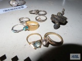 Variety of costume jewelry rings