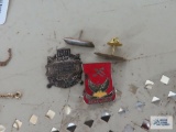 Military pins and other badge in foreign language