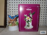 Seymour Mann ceramic hummingbird bell and blue jay musical figurine