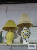 Ceramic floral lamp and ceramic woven style lamp
