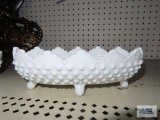 MIlk glass hobnail celery dish