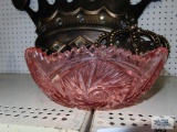 Pink pressed glass bowl