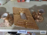 Vintage ceramic ashtray set and vases/candle holders
