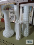 Milk glass bud vases