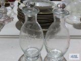 Pfaltzgraff cruets, marked hand-blown in Romania