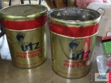 Vintage utz potato chip tins. one is missing lid