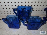 Cobalt blue creamers and sugar