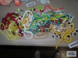 Variety of costume jewelry necklaces and beads