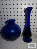 Cobalt blue vase and swung vase