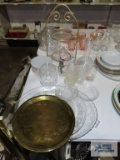 Glass serving platters, metal serving platter, glasses, two tier cookie display, etc