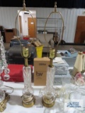 Pair of crystal and brass lamps