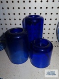 Cobalt blue candle holders