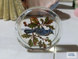 Viking glass blue jay paperweight
