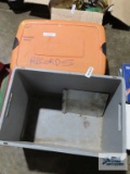 Heavy duty gray handled tote and tote with orange lid