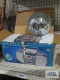 Lenoxx Sound model CD-102 boombox/CD player and disco ball