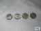 (4) 1964 Kennedy half dollars, one marked D