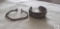 Silver colored cuff bracelet and copper colored cuff bracelet, no markings found