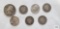 1941 quarter. 1914, 1915, and (2) 1908 Barber dimes. 1942 Mercury dime. 1953 Roosevelt dime.