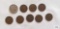 8 Indian Head pennies and 1 Buffalo nickel