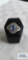 Silver colored ring with blue stone surrounded by clear gemstones, marked 925, 4.8 G, size 8.5
