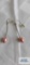 Silver colored with peach bead dangle earrings, marked 925