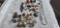 Costume jewelry earrings, pins and earring pieces, pendants, etc.