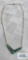 Silver colored V-shaped necklace with turquoise colored stones, marked 925, approximately 6.2 G