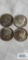 (4) 1964 Kennedy half dollar coins.
