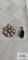 Silver colored white stone floral pendant, marked 925 and black stone pendant, no marking found