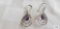 Silver colored purple stone dangle earrings, no markings found, approximately 4.3 G