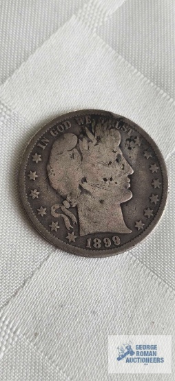 1899 Barber half dollar coin, marked S
