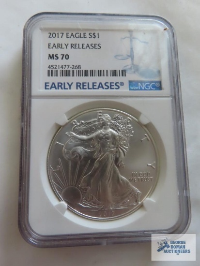 2017 Eagle S$1 early release MS70 one dollar coin, 1 oz fine silver