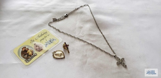Religious necklace, pendants, and pin