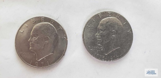 1971 and Bicentennial Eisenhower one dollar coins