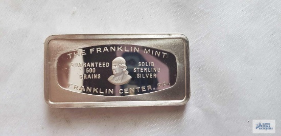 The Franklin Mint Christmas 1980 bar, 500 grains, solid Sterling silver