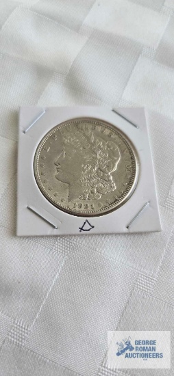 1921Morgan dollar coin, marked D