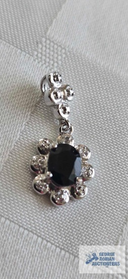 Blue stone pendant with small clear gemstones, marked 925, 3.8 G