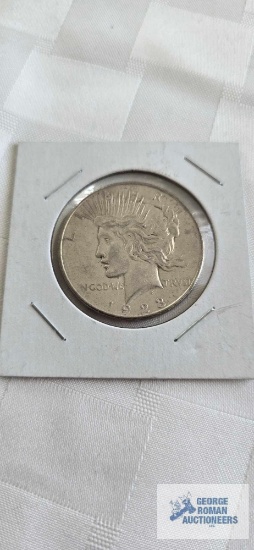 1923uncirculated peace dollar coin, marked D
