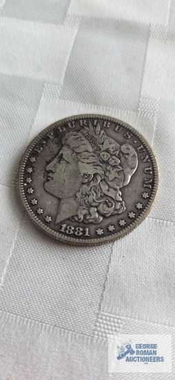 1881 Morgan dollar coin, marked S
