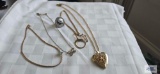 Costume jewelry necklaces, key ring, and ring